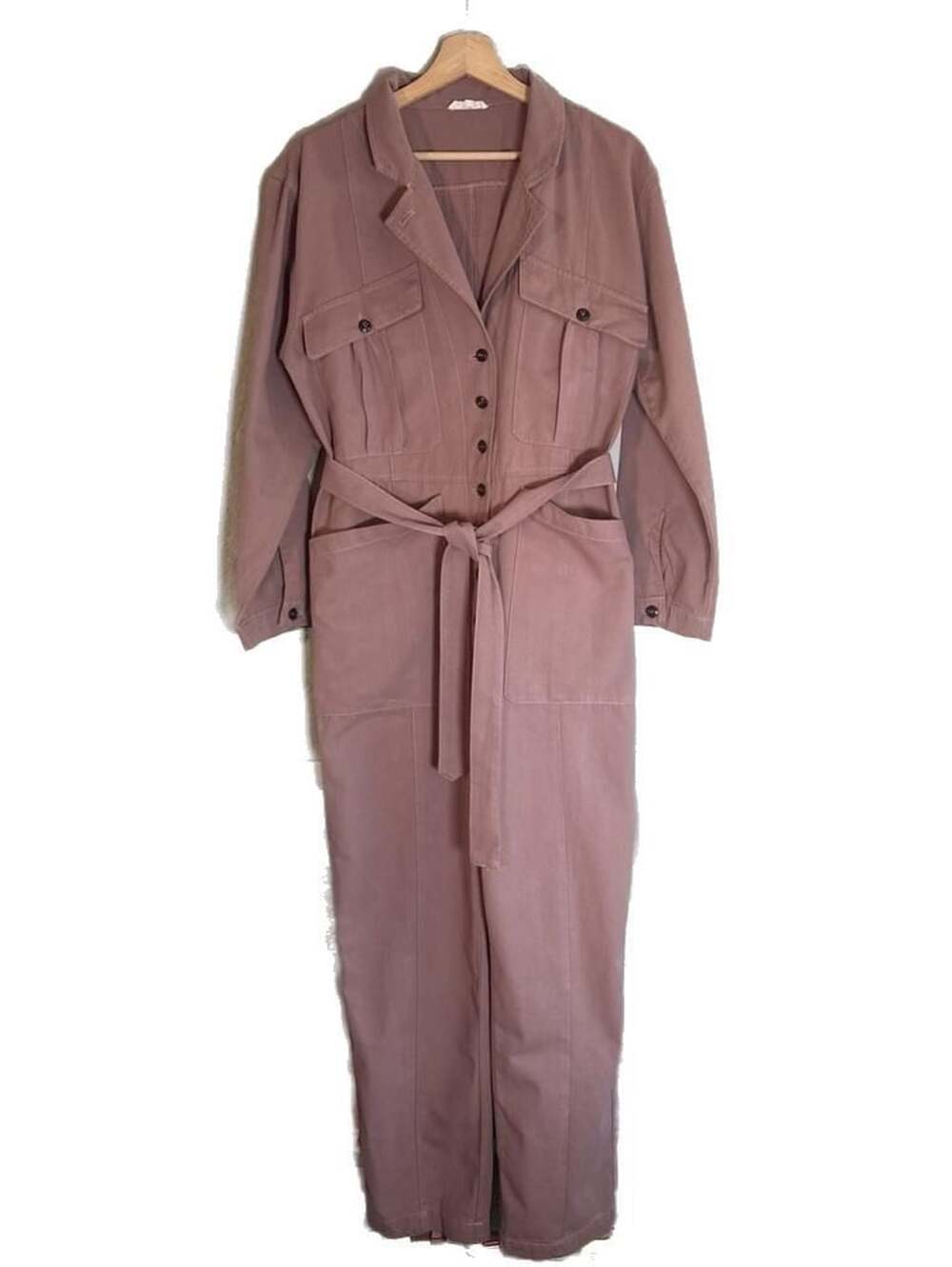 Easel Los Angeles Mauve Twill Long Sleeve Utility Boiler Suit Jumpsuit, L